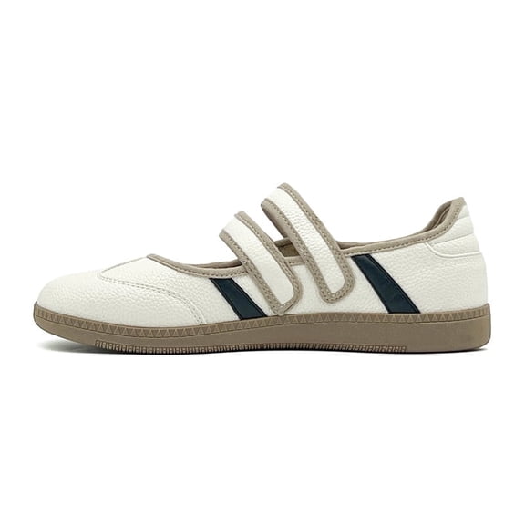 Women's Fashion Mary Jane Shoes Double Hook and Loop Flat Sneakers Lightweight Non Slip Casual Walking Shoes Daily Office Commute Comfort Shoes for Ladies Girls