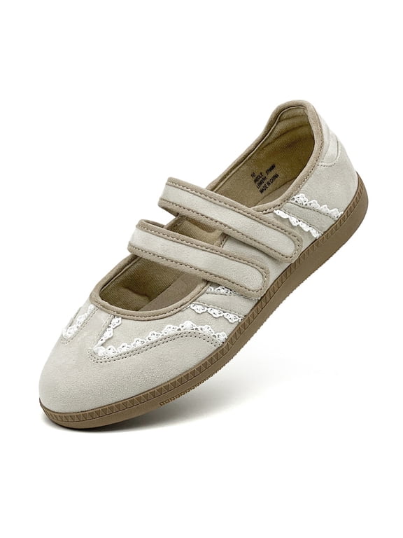 Women's Fashion Mary Jane Shoes Double Hook and Loop Flat Sneakers Lightweight Non Slip Casual Walking Shoes Daily Office Commute Comfort Shoes for Ladies Girls