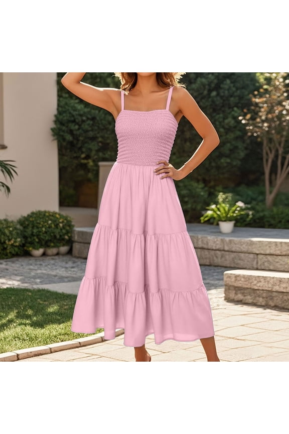 Women's Fashion Maxi Dress Casual Boho Sleeveless Solid Beach Long Sleeve Summer Dress Summer Dresses for Women under $12 Dresses for Women Casual Summer Elegant Party Dresses Yoga Dresses for Women