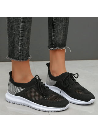 eczipvz Womens Shoes Dressy Casual Women's Knitted Flat Shoes Comfort  Loafers Women Footwear Slip On Casual Breathable Mesh Walking Shoes Female  Round