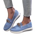 thumbnail image 1 of Women's Fashion Mesh Platform Loafers Breathable Low Top Slip On Sneakers Comfortable Flat Walking Shoes, 1 of 8