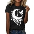 thumbnail image 1 of Women's Fashion Moon Print T-Shirt Casual Round Neck Short Sleeve Tee Soft Comfortable Breathable Stylish Top for Everyday Wear, 1 of 5