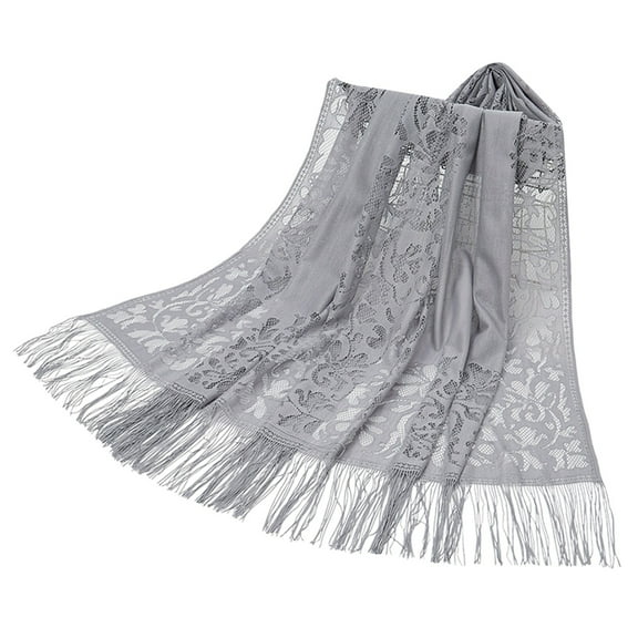 Women's Fashion Nylon Hollow Striped Tassel Long Shawl Women's Fashion Scarf