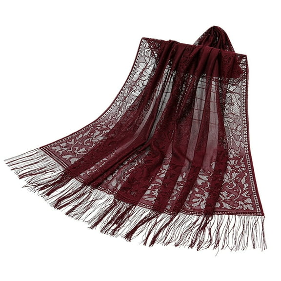 Women's Fashion Nylon Hollow Striped Tassel Long Shawl Women's Fashion Scarf
