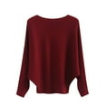 thumbnail image 1 of Women's Fashion One-Neck Bat Sleeve Long Sleeve Knit Sweater Pullover Fall Winter Sweater, 1 of 2