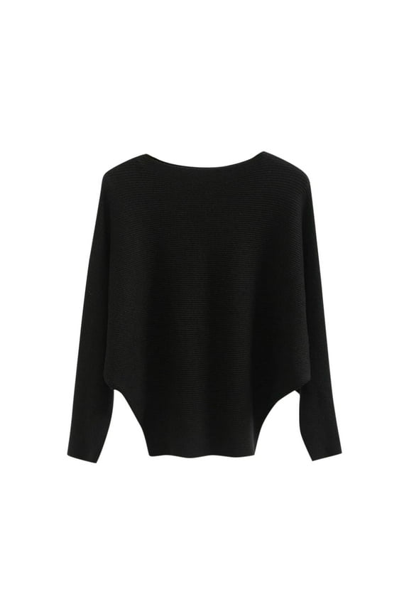 Women's Fashion One-Neck Bat Sleeve Long Sleeve Knit Sweater Pullover Fall Winter Sweater