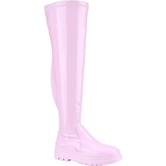 Women's Fashion Over The Knee Boots Comfortable Round Toe Chunky Block Heels Thigh High Boots