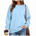 thumbnail image 1 of Women's Fashion Oversized Plain Sweatshirt Soft Fleece Lined Crew Neck Long Sleeve Loose Pullover Casual Fall Winter Daily Outfits Sky Blue, 1 of 8