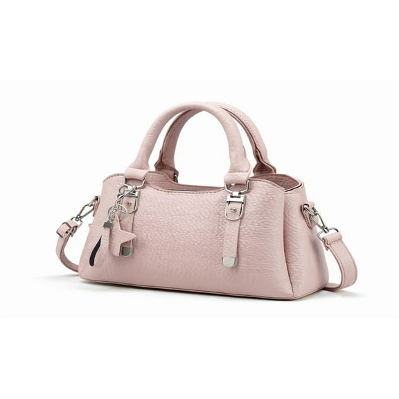 Women's Fashion PU Leather Satchel Handbag with Charm – 8 Colors – 10.24x4.72x7.87 in