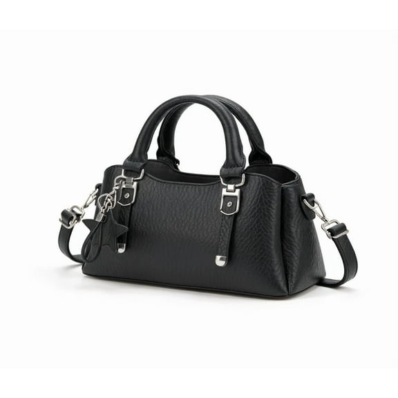 Women's Fashion PU Leather Satchel Handbag with Charm – 8 Colors – 10.24x4.72x7.87 in