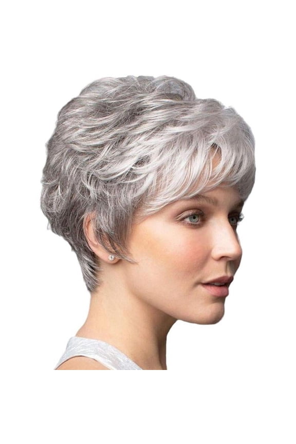 Women's Fashion Pixie Cut Wig, Short Silver Grey Heat-Resistant Synthetic Hairpiece for Cosplay and Daily Styling