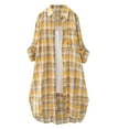 thumbnail image 1 of Women's Fashion Plaid Open Front Cardigan, Lightweight Loose-Fit Casual Shirt Jacket with Versatile Layering Design for Spring/Summer Outfits,Yellow 2XL, 1 of 3