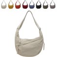 thumbnail image 1 of Women's Fashion Plain Color Nylon Crossbody Bag, Nylon Crescent Bag Slouchy Dumpling Sling Bag, 1 of 8
