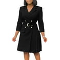 thumbnail image 1 of Women's Fashion Pleated Patchwork Suit Office Pleated Dress Collar Midi Dress, 1 of 8