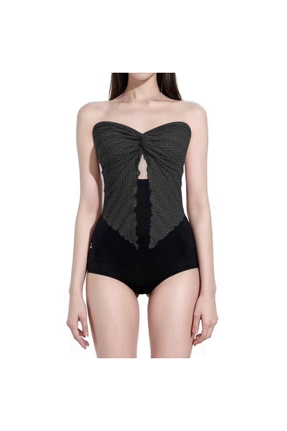 Women's Fashion Pleated Strapless Solid Color Camisole Top for Casual Wear