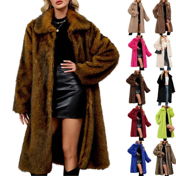 Women's Fashion Plush Jacket Casual Solid Color Long Sleeve Cardigan Long Coat for Elegant Winter Wear, Parties, and Christmas Events,Royal Blue,S