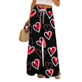 thumbnail image 1 of Women's Fashion Pocket Valentine's Day Print Stretch Adjustable Drawstring Wide Leg Pants, Elastic Waist Holiday Pants, Casual Lounge Wear for Women,Black,M, 1 of 6