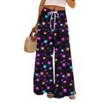 thumbnail image 1 of Women's Fashion Pocket Valentine's Day Print Stretch Adjustable Drawstring Wide Leg Pants, Elastic Waist Holiday Pants, Casual Lounge Wear for Women,Dark Purple,2XL, 1 of 7