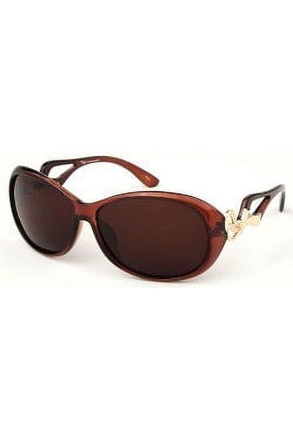 Women's Fashion Polarized Classic Baroque Sunglasses with Ribbon Shaped Metal Decor