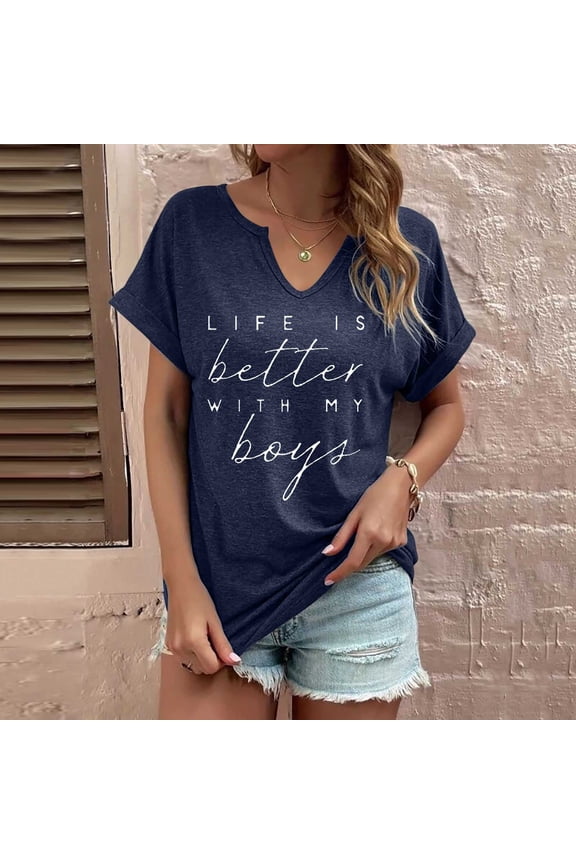 Women's Fashion Print Top Loose Small V Neck T Shirt Womens Shirts Apparel Shirt Womens Short Sleeve Womens T Shirts Multiple Pack Womens Active Womens Turtleneck Long Sleeve Tops Spandex T Shirt