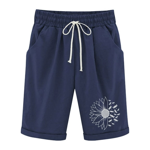 Women's Fashion And Printed Cartoon Solid Color Pocket Tied Up Pants Casual Shorts Biking Shorts Women Padded Womens Exercise Shorts Womens plus Shorts Womens Knit Shorts Shorts for Women Athletic