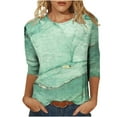 thumbnail image 1 of Women's Fashion Printed Loose T-shirt 3/4 Sleeves Blouse Graphic Tee Shirt Round Neck Casual Tops for Women (X-Large, Mint Green), 1 of 4