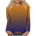thumbnail image 1 of Women's Fashion Printed Loose T-shirt Long Sleeves Blouse Round Neck Casual Tops, 1 of 5
