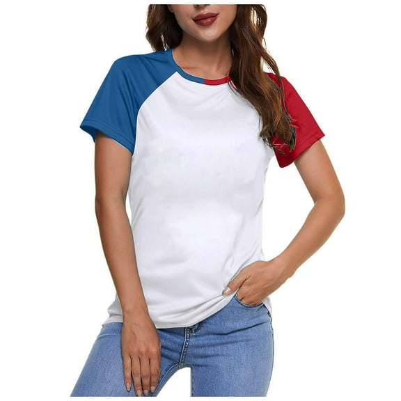 Women's Fashion Printed Round Neck Raglan Short Sleeve Casual T-Shirt Top, Trendy Graphic Design, Comfortable Everyday Wear, Perfect for Spring and Summer, Available in Multiple Sizes
