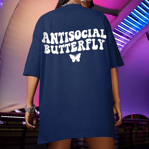 Women's Fashion Printed T-Shirt Slogan Graphic Drop Shoulder Oversized Tee Womens Solid T Shirts Womens Oversized Tee Womens Short Sleeve Shirts Plain Women S Summer Shirts Soft Long Sleeve Tee Shirts