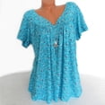 thumbnail image 1 of Women's Fashion Printed T-Shirt V-Neck Tunic Tops Plus Size Short Sleeve Shirt, 1 of 3