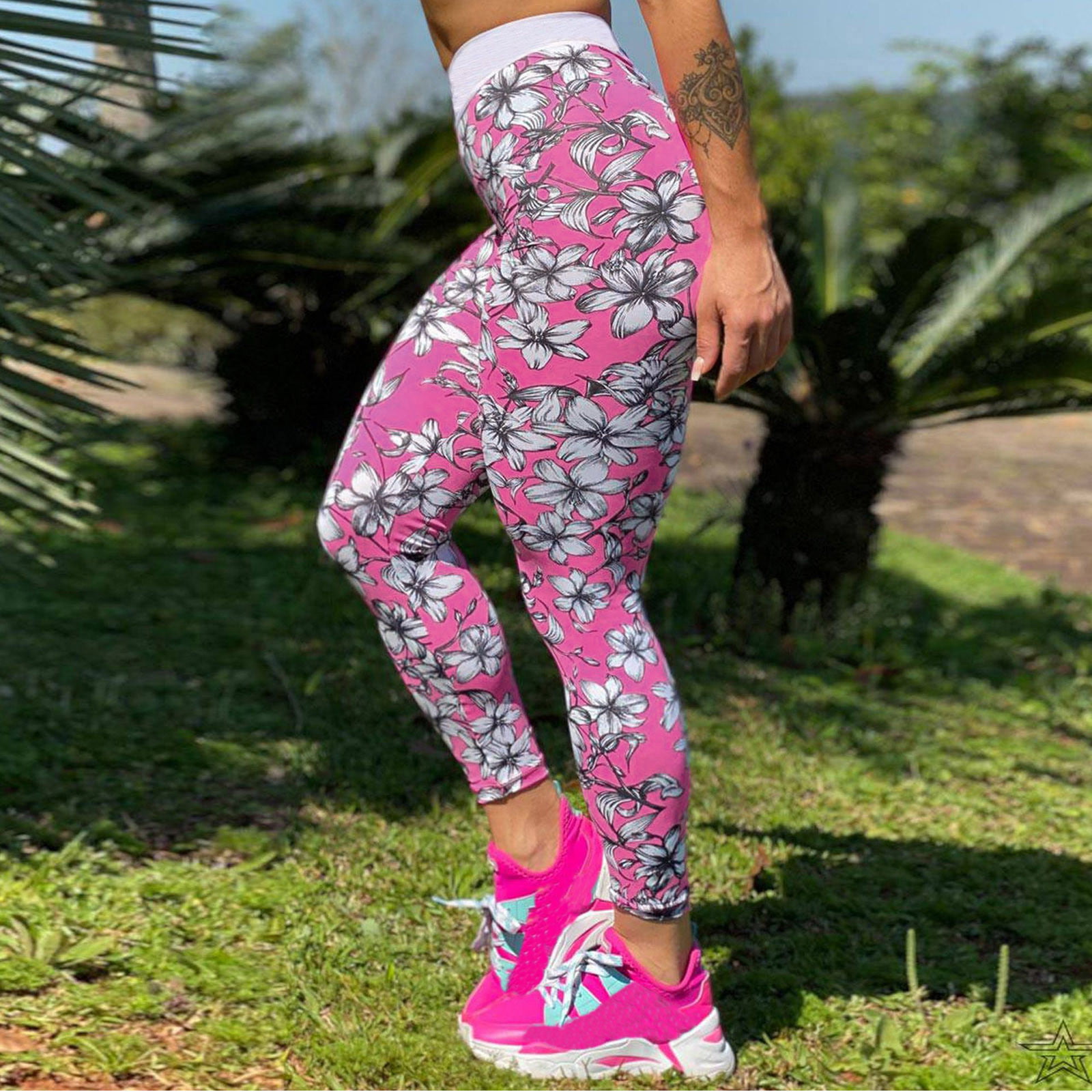 Women's Fashion Printed Workout Leggings Fitness Sports Gym Running Yoga  Pants Yoga Pants Pink M