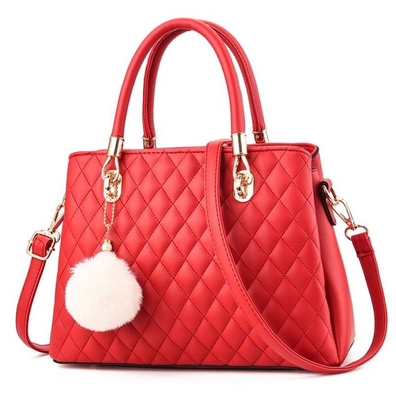 Women's Fashion Pu Leather Diamond Handbag Quilted Crossbody Bag Top-Handle Totes Satchel Shoulder Bag For Ladies