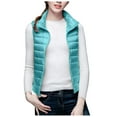 thumbnail image 1 of Women's Fashion Puffer Vest Solid Color Sleeveless Fall And Winter Casual Cardigan(Mint Green,XL), 1 of 5