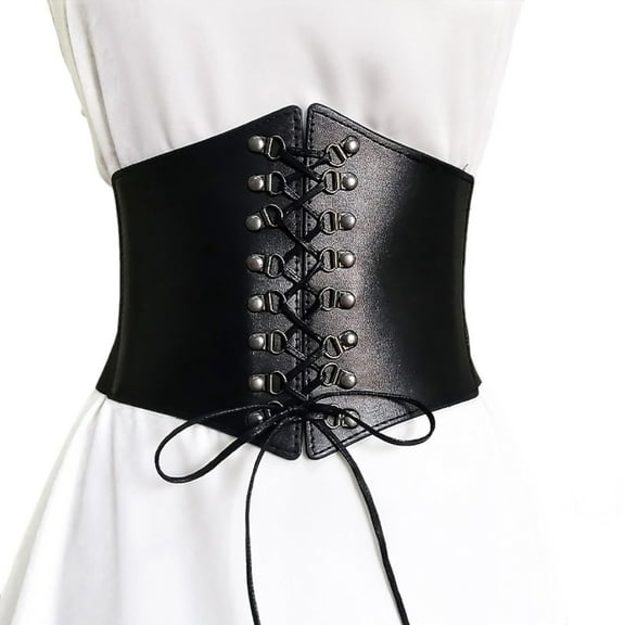 Women's Fashion Punk Studded Wide Belt Stretch Waist Cincher Corset For Tops Dresses Gothic Rock Accessories