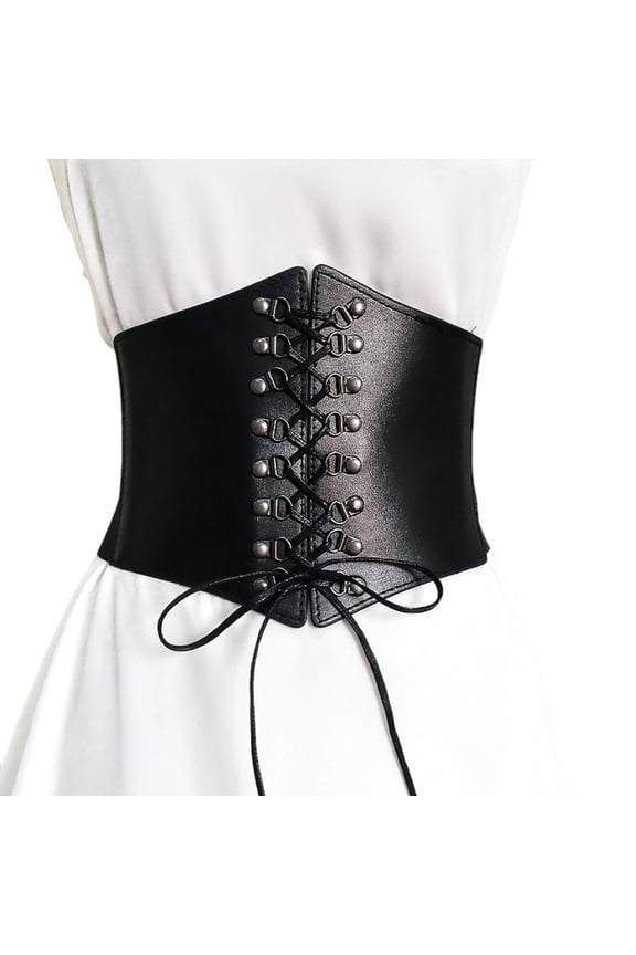Women's Fashion Punk Studded Wide Belt Stretch Waist Cincher Corset For Tops Dresses Gothic Rock Accessories