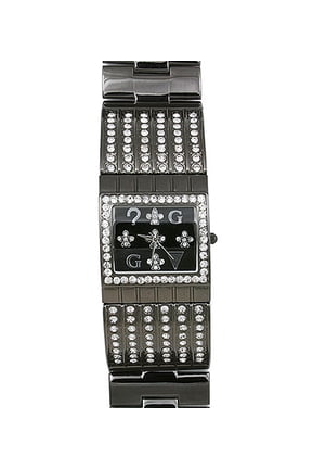 Women's Fashion Quartz Watch - Metal Bracelet w/ Rhinestone Lines - GUN - WT-L80019GUN