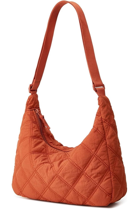 Women's Fashion Quilted Crossbody Pure Colour Diamond Feather Filled Handbag Dumpling Bag