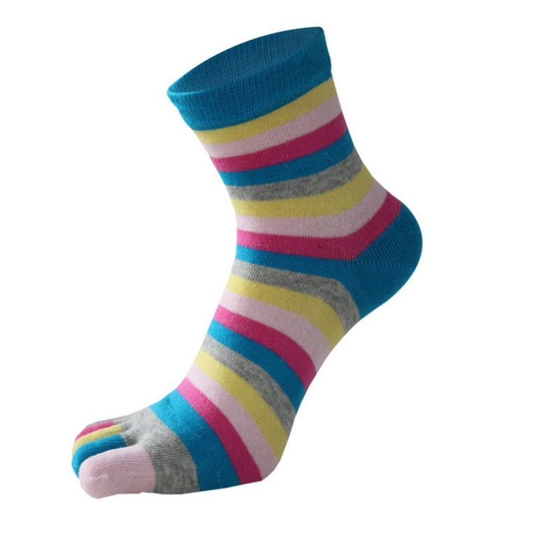 Women's Fashion Rainbow Socks Breathable Five-Toe Sock Middle Home