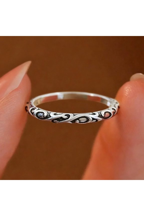 Women's Fashion Retro Carved Pattern Ring, Unique Vintage Design for Party & Vacation, Trendy Statement Jewelry Gift
