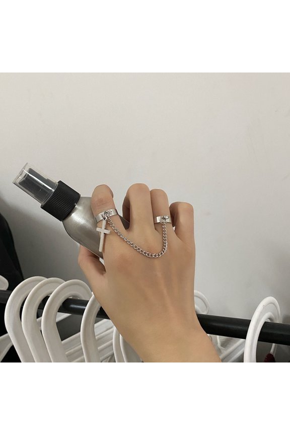 Women's Fashion Retro Cross Conjoined Ring: Creative Alloy One-Piece Design, Jesus or Solid Big Ten Style