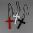 thumbnail image 1 of Women's Fashion Retro Dark Style Wooden Cross Necklace, 1 of 2