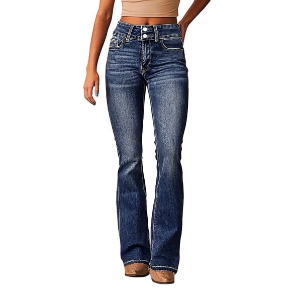 Women's Fashion Retro Stretch High Waist Casual Jeans, Polyester Spandex Material, Lightweight, Hand Washable, Multiple Sizes