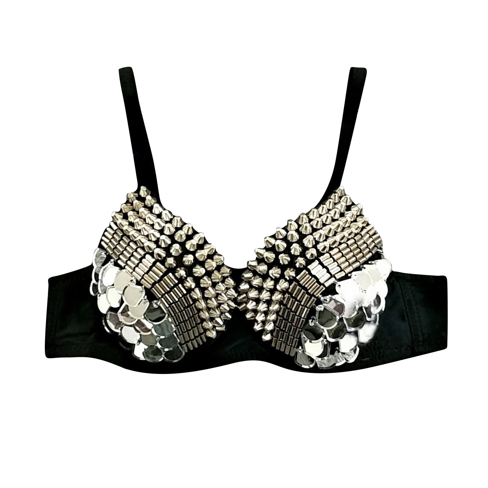 Women's Sexy Studded Bra Metallic Steampunk Club Clubwear Gothic Party  Fashion Cool Push Up Spike Underwear, Black, Small : : Clothing,  Shoes & Accessories