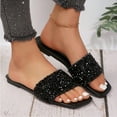 thumbnail image 1 of Women's Fashion Rhinestone Slide Sandals Square Toe Summer Dressy Flat Slippers, 1 of 7