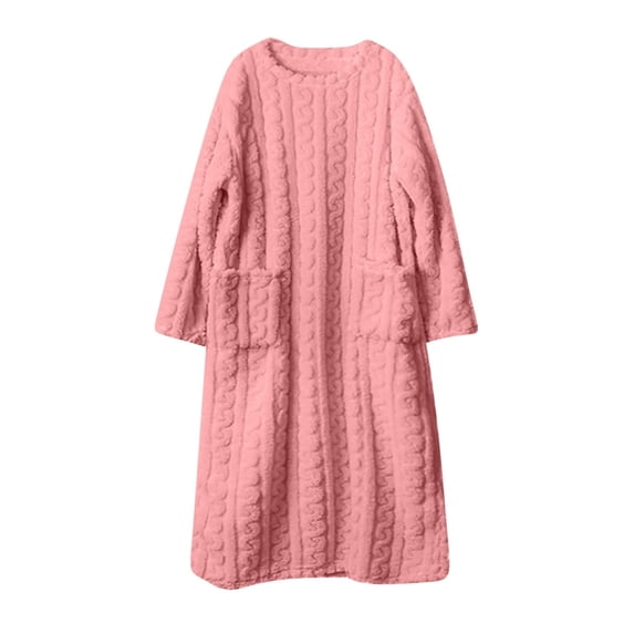 Women's Fashion Robe Bathrobe Lengthening Keep Warm Long Sleeve Pajamas With Pocket