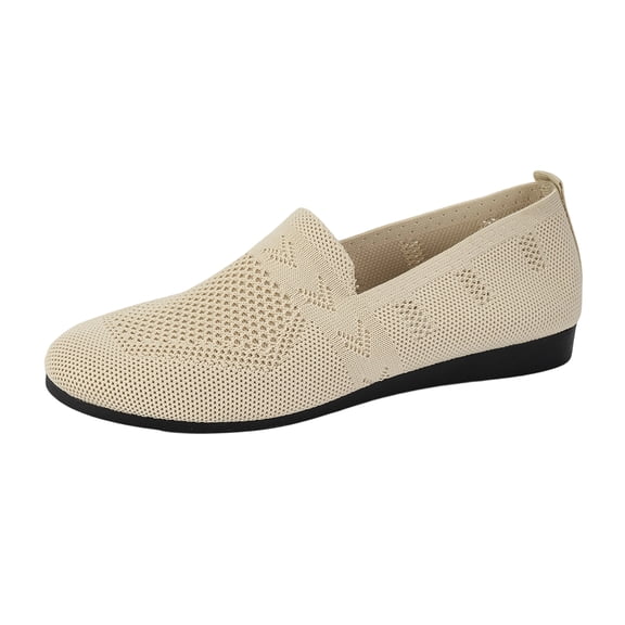 Women's Fashion Round Head Flying Woven Breathable Shoes A Slip On Soft Sole Comfortable Casual Shoes Knit Shoes,36