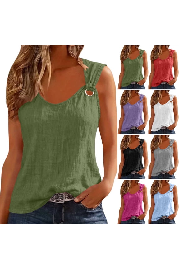 Women's Fashion Round Hole Cutout Strap Bodycon Top Shirt Blouse Summer Clothing Lightweight Breathable Sleeveless Fitted Casual Party Night Out | CSEONE,Purple XL