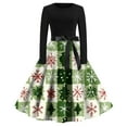 thumbnail image 1 of Women's Fashion Round Neck Casual Slim Fit Christmas Print Large Swing Long Sleeve Dress for Holiday and Everyday Fashion, Perfect for Women's Casual Wardrobe,Light Green,2XL, 1 of 4