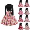 thumbnail image 1 of Women's Fashion Round Neck Casual Slim Valentine's Day Printed Long Sleeve Dresses, Elegant Fall and Winter Dress for Special Events, Comfortable Fit,Vermilion,XL, 1 of 4