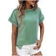 thumbnail image 1 of Women's Fashion Round Neck Solid Color Knitwear Loose Short Sleeve Top - Twist Stitch Design, Casual Summer T-shirt for Everyday Wear, Comfortable and Relaxed Fit, Available in Multiple Sizes, 1 of 8